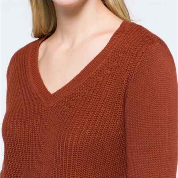 NEW RD Style Stitch Fix Josslyn V-Neck Sweater XL Burnt Orange Cotton Blend NWT - Picture 6 of 15